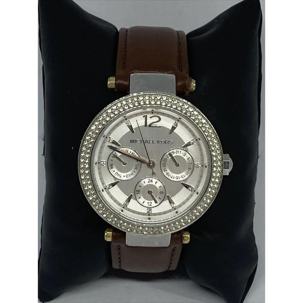 Michael Kors MK6194 Women's Brown Leather Analog Dial Quartz Genuine Watch KS553